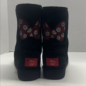 Ugg x Disney Minnie Mouse Rhinestone Jeweled Bow Suede Boots Black Womens Size 7
